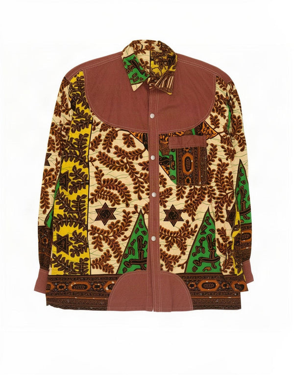 Camisa masculina vintage grande floral multicolorida