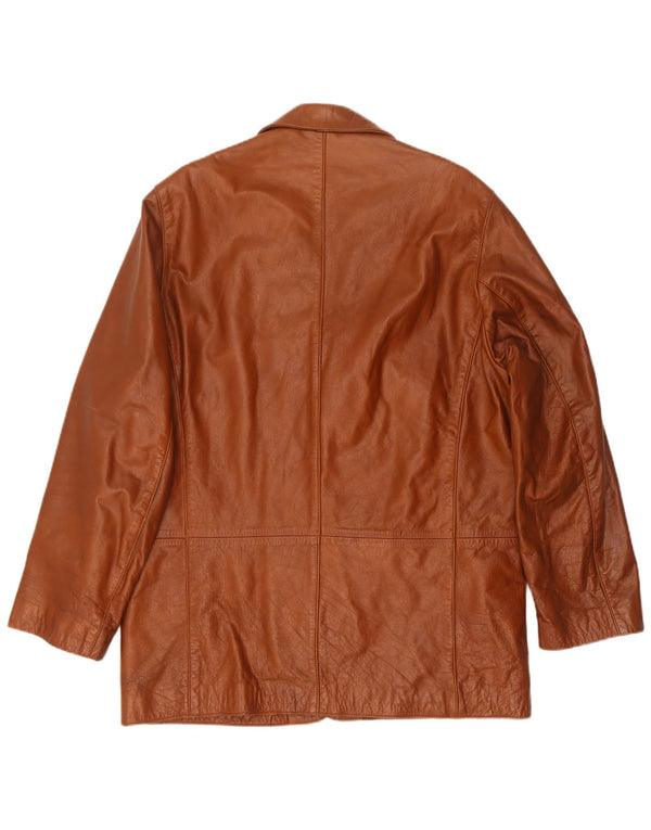 Jaqueta blazer masculina de couro com 3 botões Union River EU 48/50 marrom médio