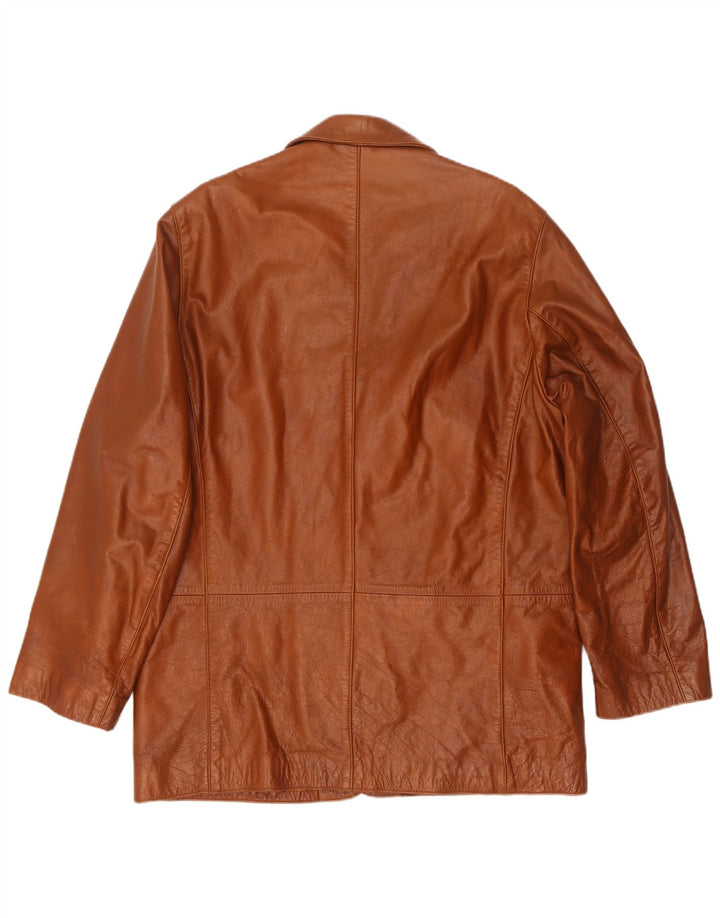 Jaqueta blazer masculina de couro com 3 botões Union River EU 48/50 marrom médio