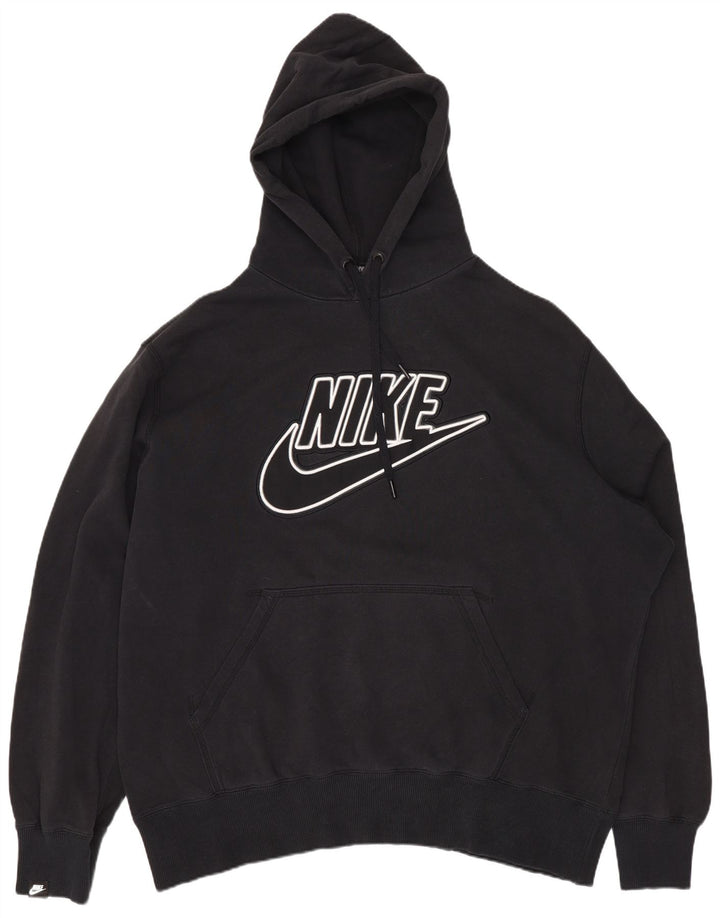NIKE feminino gráfico oversized moletom com capuz UK 18 XL preto algodão
