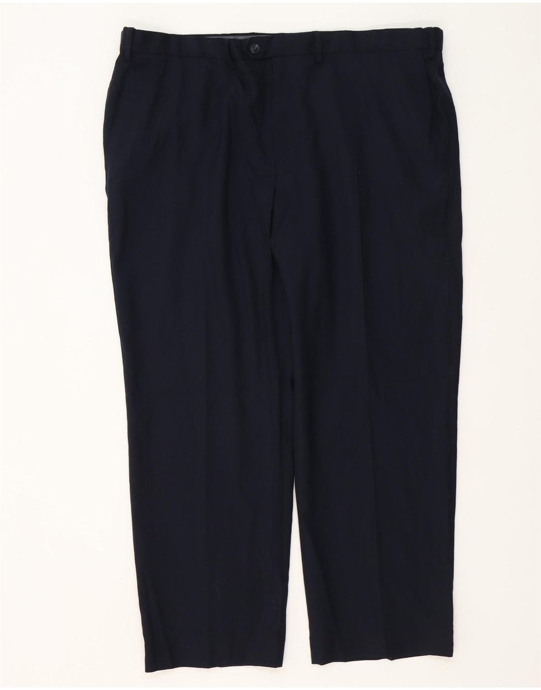 Calça masculina de ajuste regular MARKS & SPENCER W42 L29 lã azul marinho