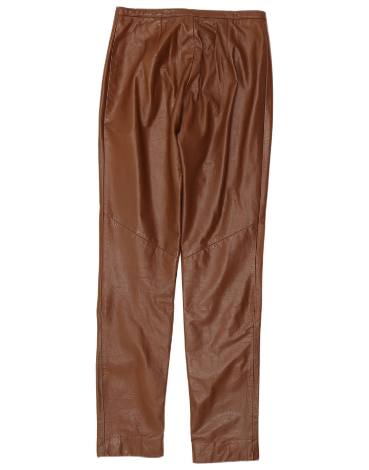 Calça feminina de couro justa Hennes EU 38 médio W28 L33 couro marrom