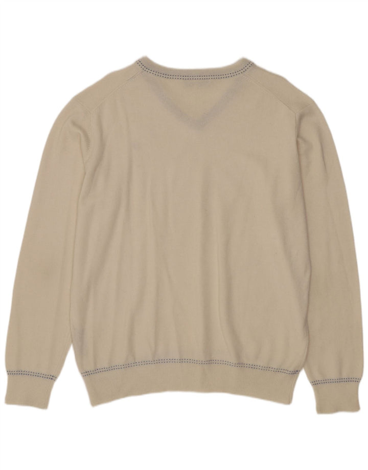 Suéter masculino HARMONT & BLAINE com decote em V 2XL lã branca