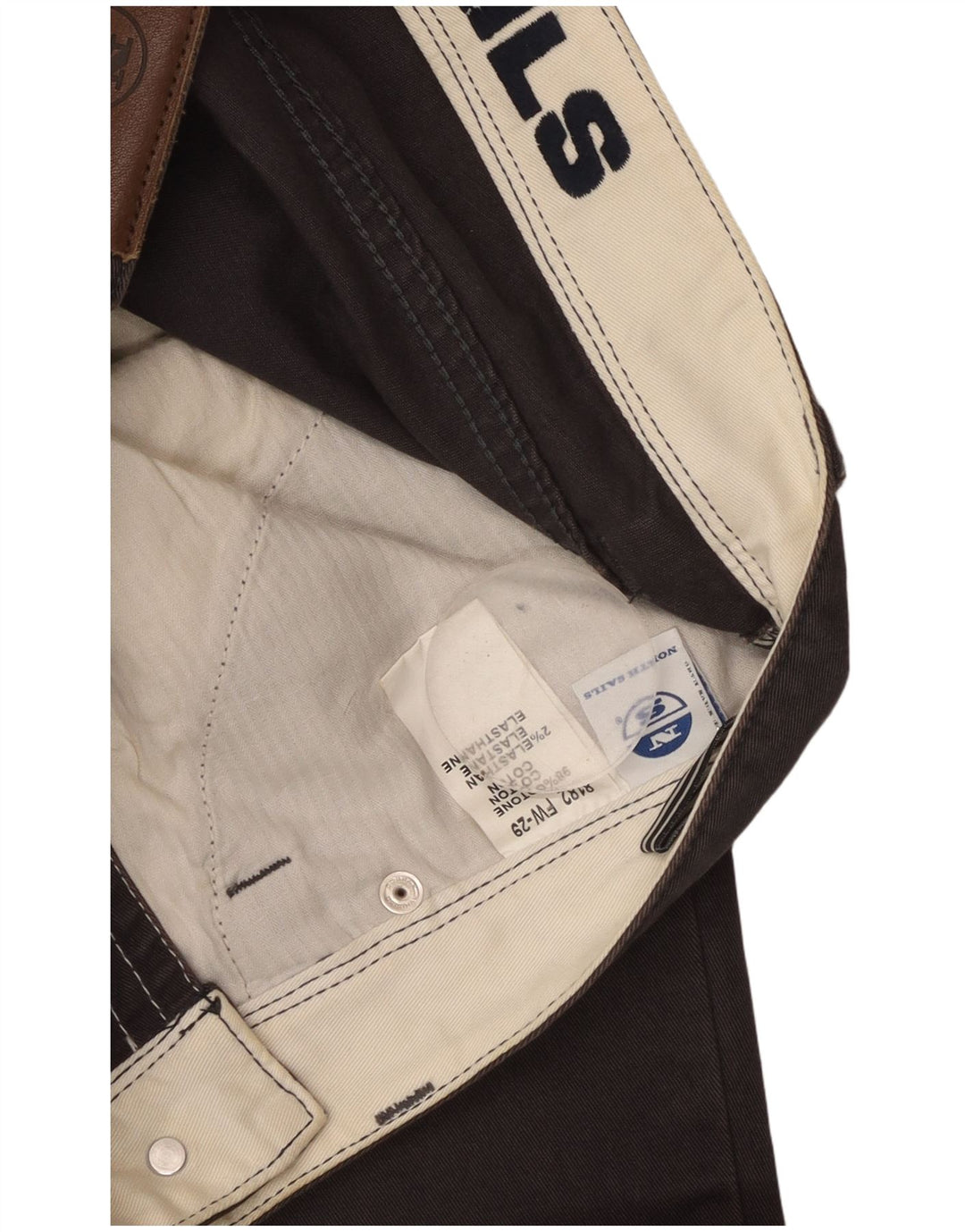 Calça masculina reta casual NORTH SAILS W32 L34 algodão cinza