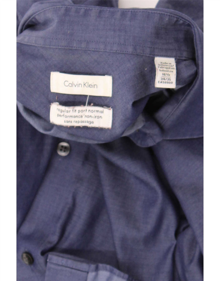 Camisa masculina Calvin Klein de ajuste regular tamanho 16 1/2 grande azul marinho