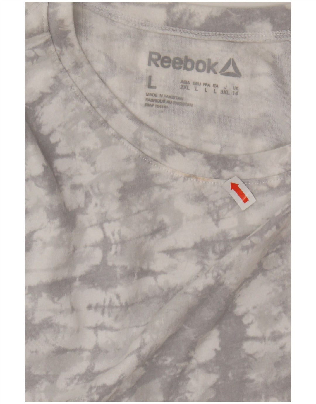 Colete feminino REEBOK UK 14 grande cinza tie-dye
