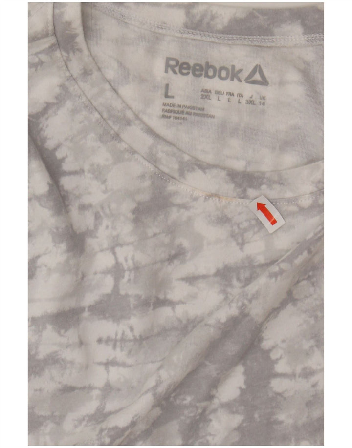 Colete feminino REEBOK UK 14 grande cinza tie-dye