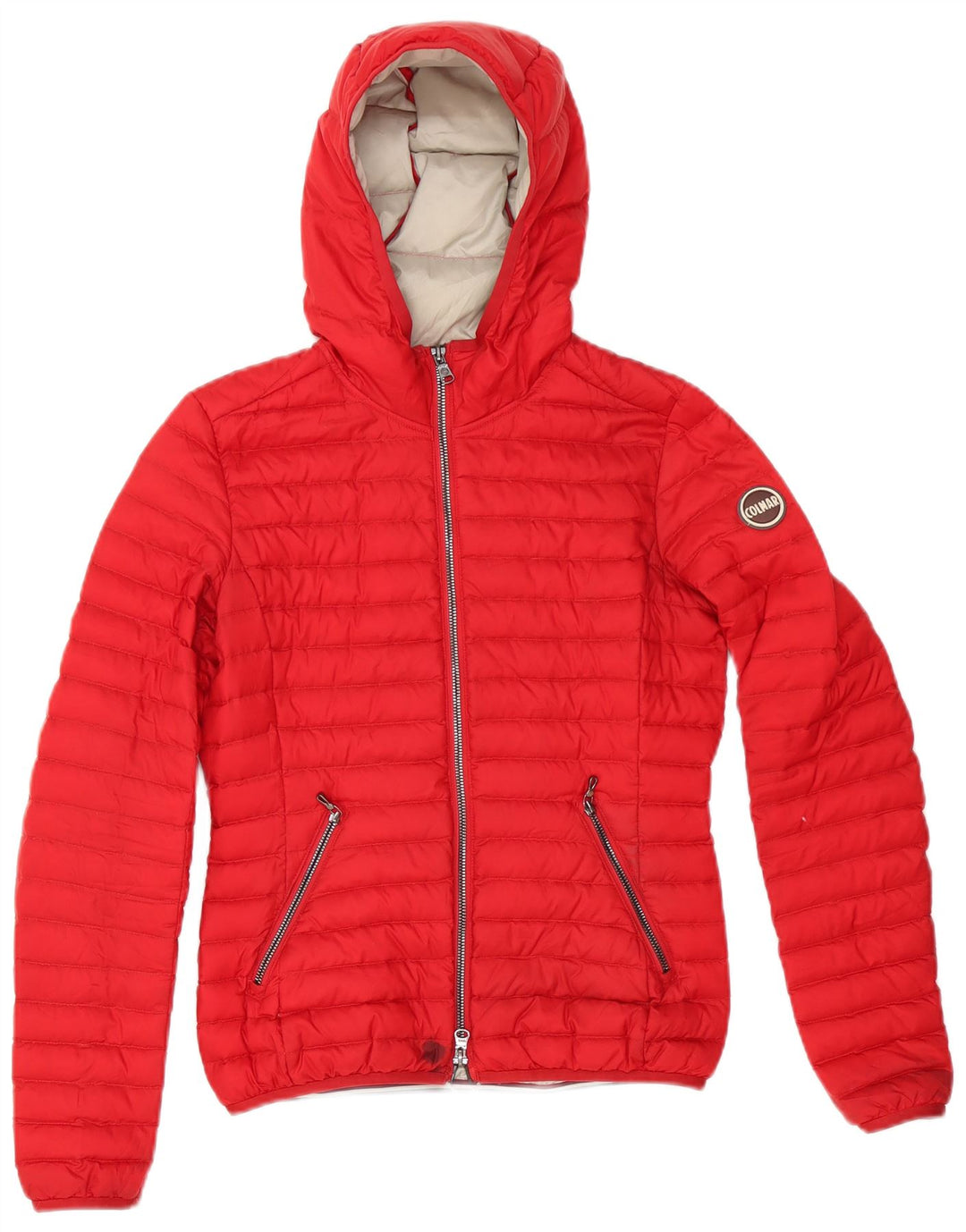 Jaqueta acolchoada com capuz feminino Colmar IT 38 2XS poliéster vermelho