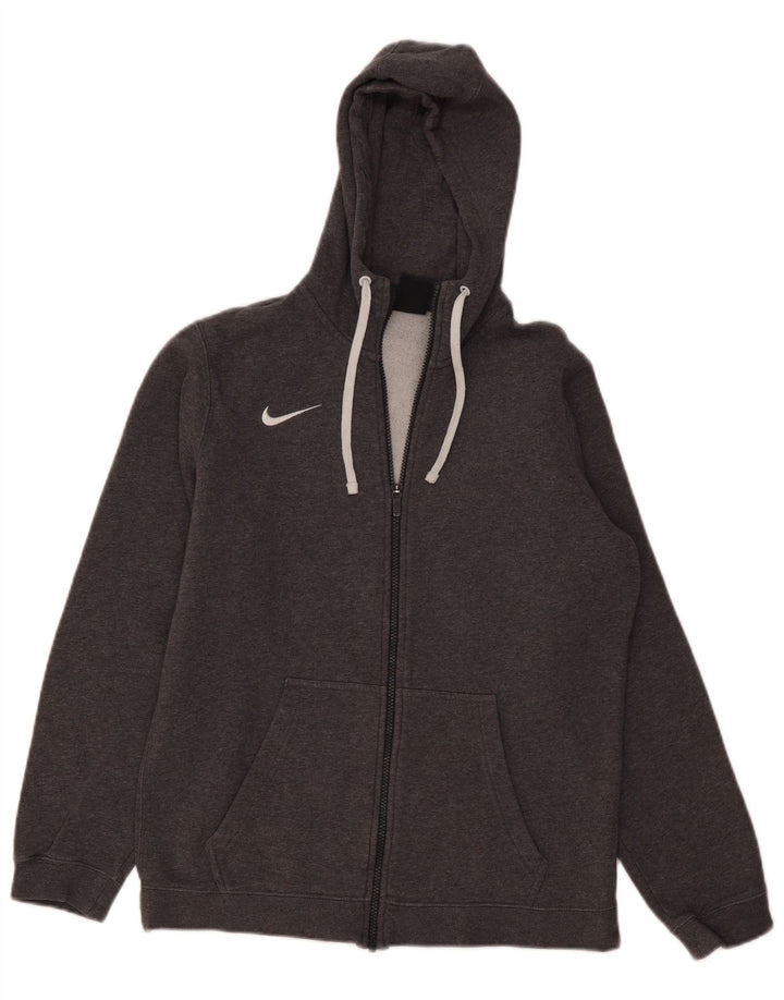Suéter Nike masculino com capuz e zíper cinza médio algodão