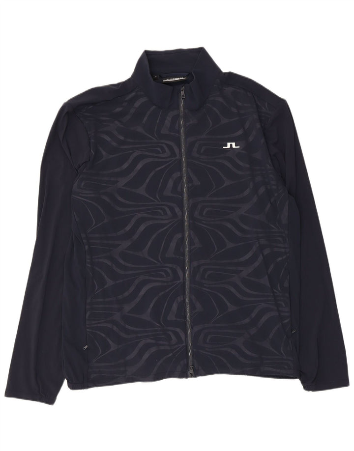 J.Lindeberg Mens Treino Top Jacket XL Azul Marinho Geométrico Nylon