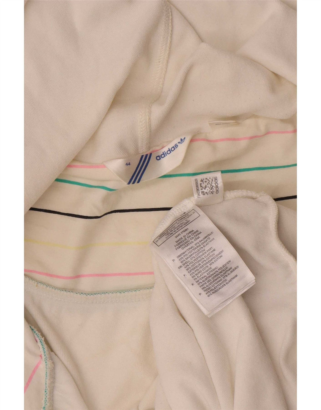 Adidas feminino zip moletom com capuz IT 44 médio algodão branco