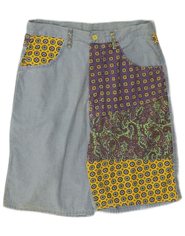Bermuda masculina Fordocks IT 46 pequena W30 azul patchwork algodão