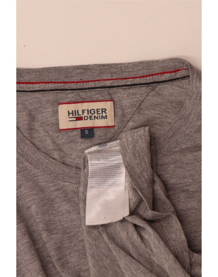 Tommy Hilfiger Top masculino manga comprida pequeno algodão manchado cinza