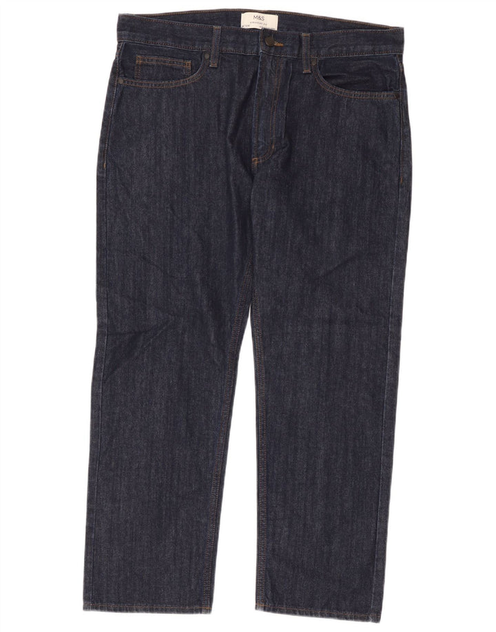 Jeans retos masculinos Marks & Spencer W36 L29 algodão azul marinho