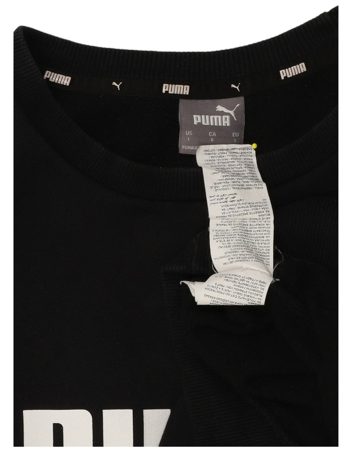 Puma Mens Graphic Moletom Jumper Grande Algodão Preto