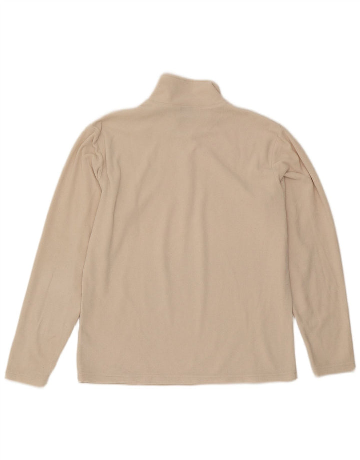 Jumper de lã feminino com zíper e gola Asics UK 16 grande poliéster branco