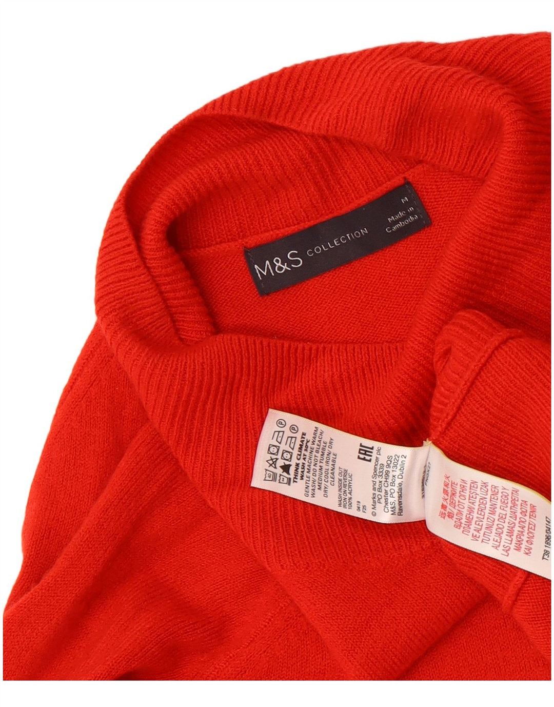 Suéter feminino Marks & Spencer com gola tartaruga Reino Unido 14 médio vermelho
