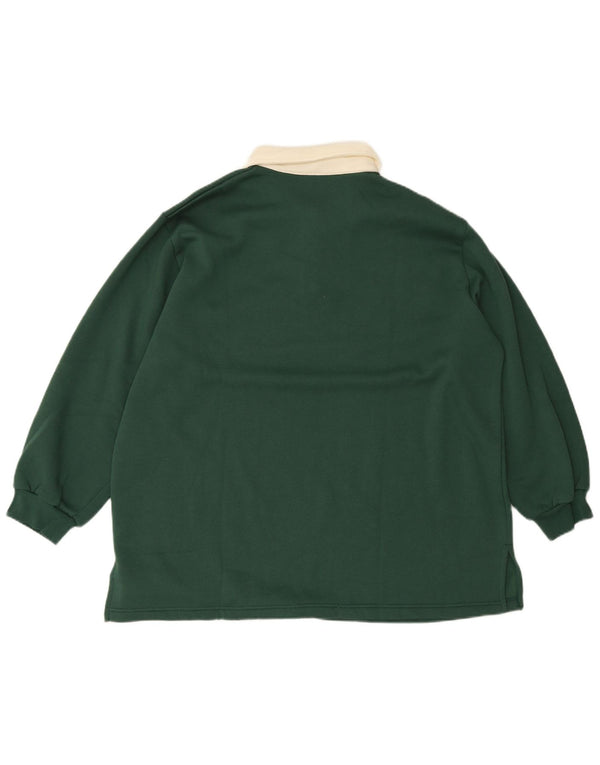 Suéter feminino VINTAGE com gola polo UK 22/24 3XL poliéster verde