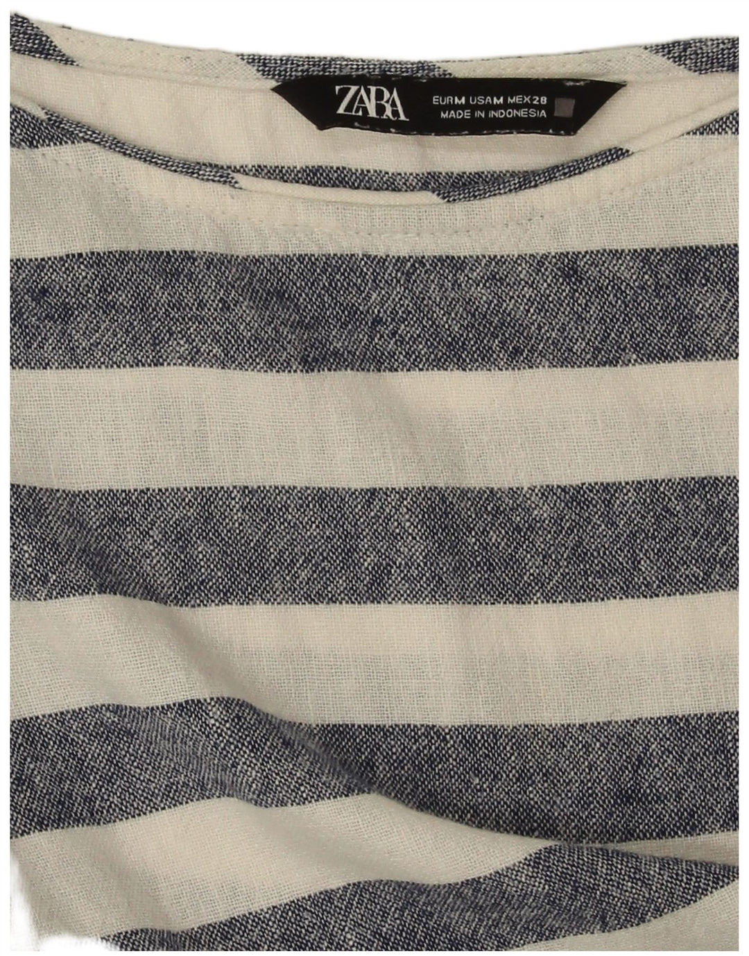 Zara Womens Oversized T-Shirt Top UK 14 Médio Azul Listrado Náutico