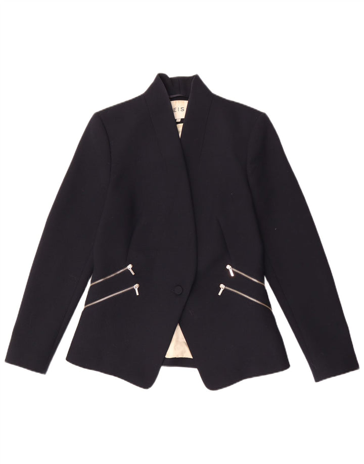 Jaqueta Blazer Feminina Reiss com 1 Botão Reino Unido 10 Pequeno Poliéster Azul Marinho