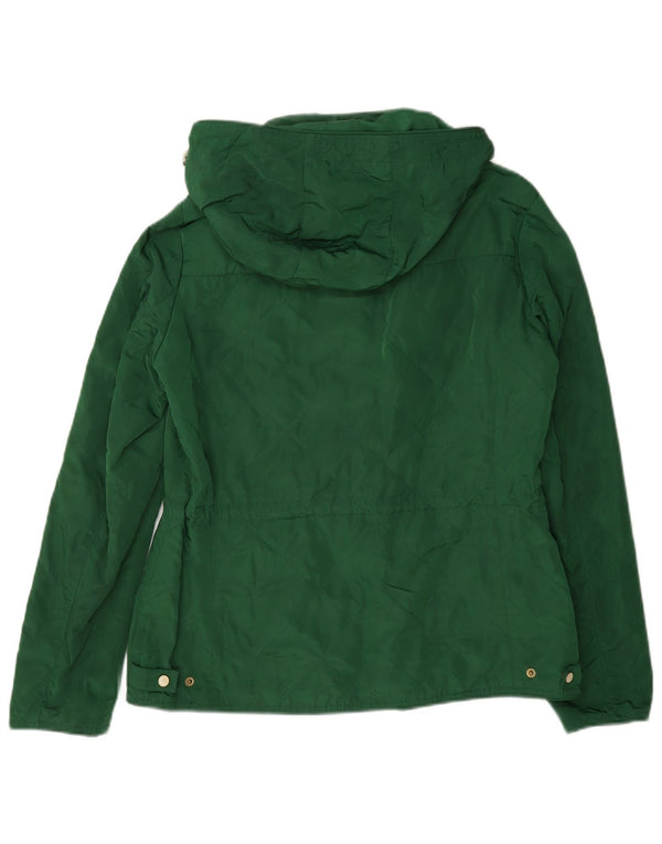 Jaqueta utilitária acolchoada com capuz feminino Zara Reino Unido 14 grande poliéster verde