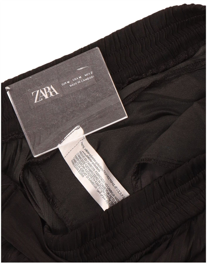 Zara Calça feminina Cullotes Capri médio W30 L22 poliéster preto