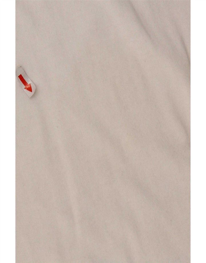 Top feminino Benetton manga comprida UK 14 médio branco