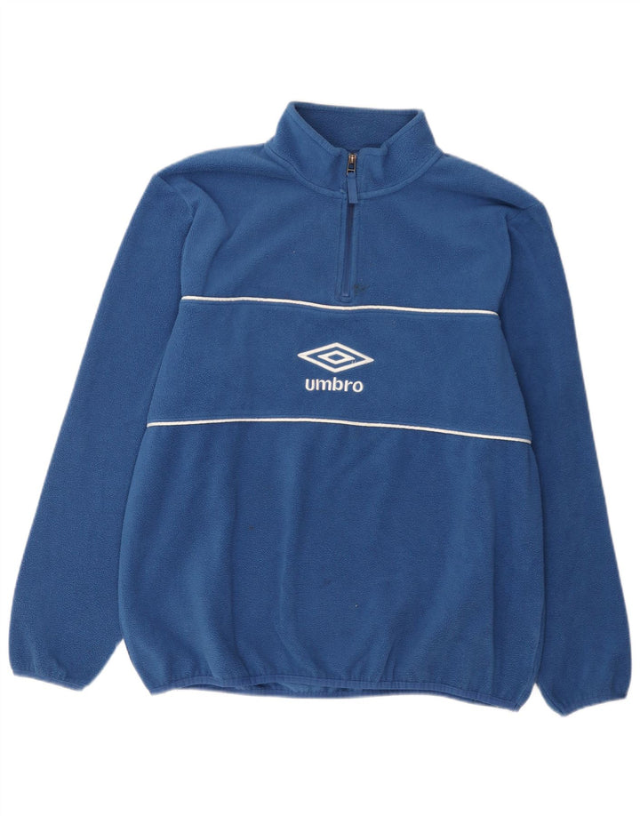 Suéter de lã masculino Umbro com zíper e gola grande azul poliéster