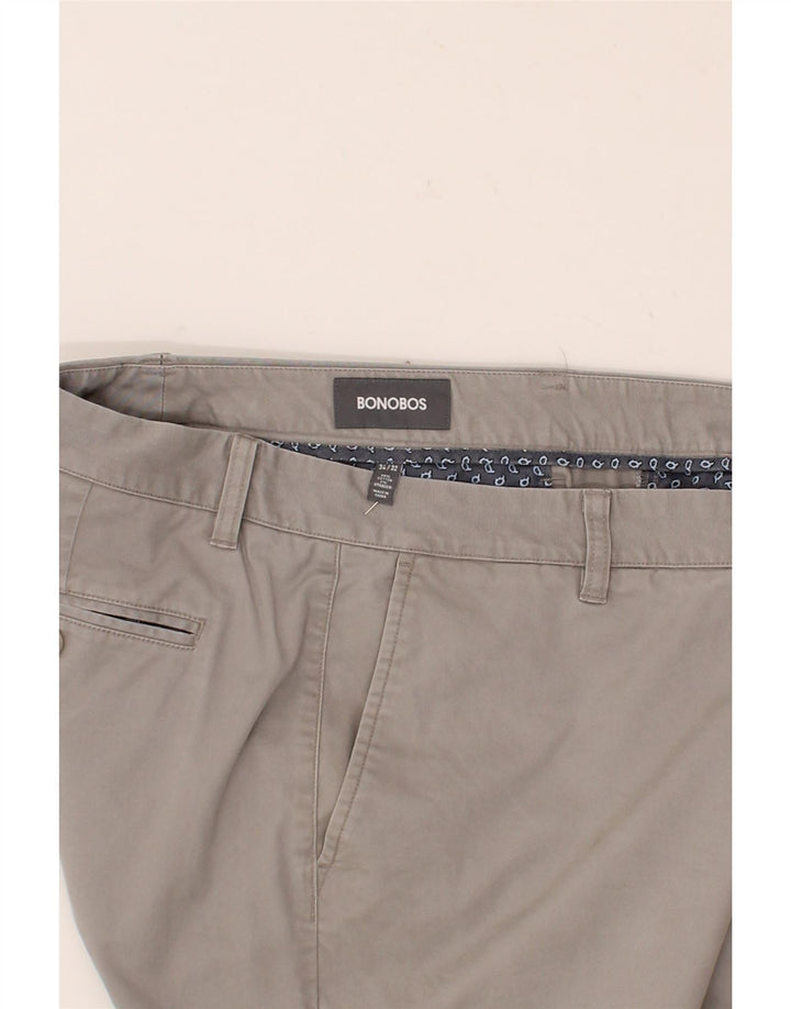 BONOBOS Mens Straight Chino Trousers W34 L32 Grey Cotton Vintage BONOBOS and Second-Hand BONOBOS from Messina Hembry 