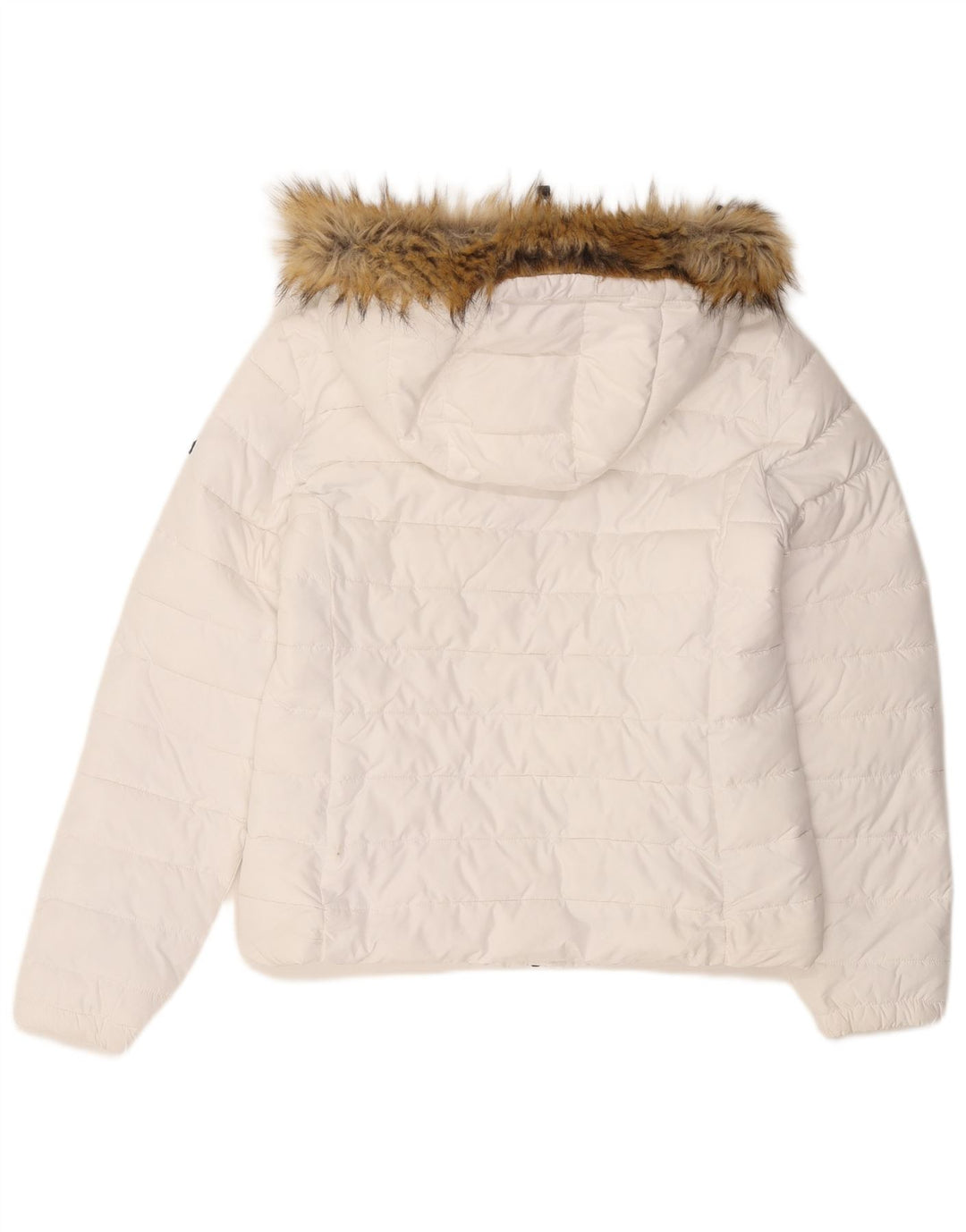 Jaqueta acolchoada com capuz feminina SUPERDRY UK 14 poliéster branco médio