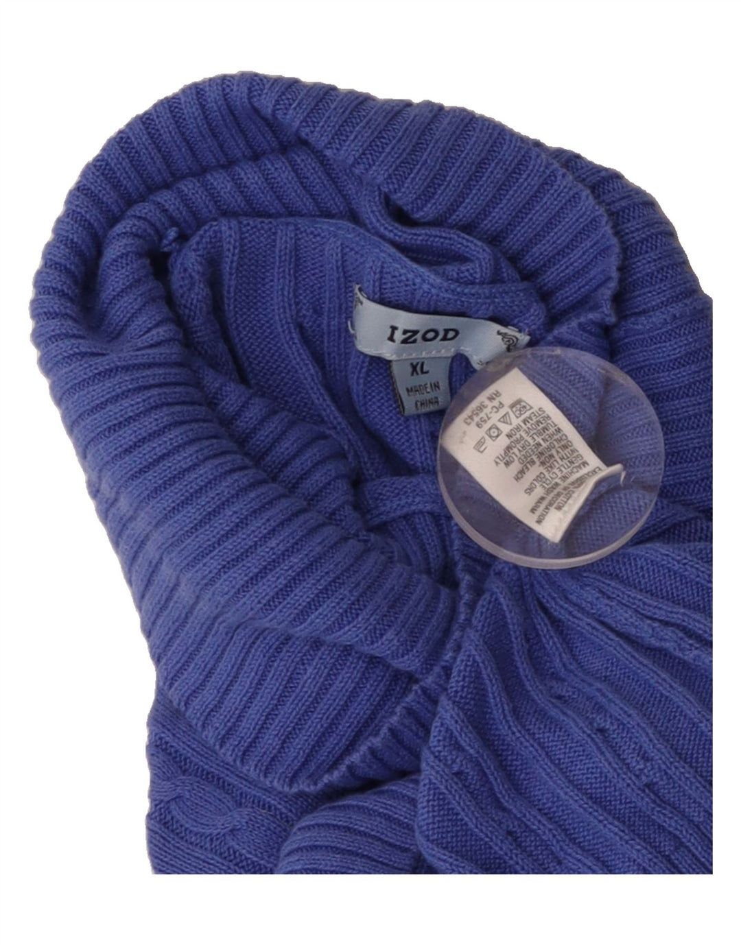 IZOD Womens Roll Neck Jumper Sweater UK 18 XL Blue Cotton Vintage Izod and Second-Hand Izod from Messina Hembry 
