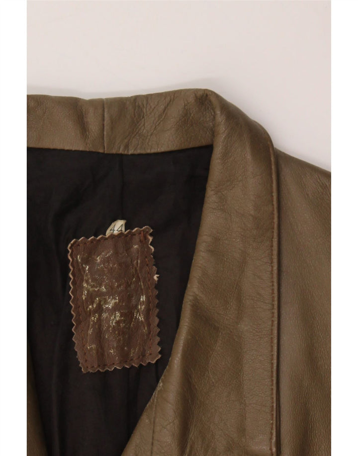 VINTAGE Womens Leather Jacket IT 44 Medium Beige Vintage Vintage and Second-Hand Vintage from Messina Hembry 