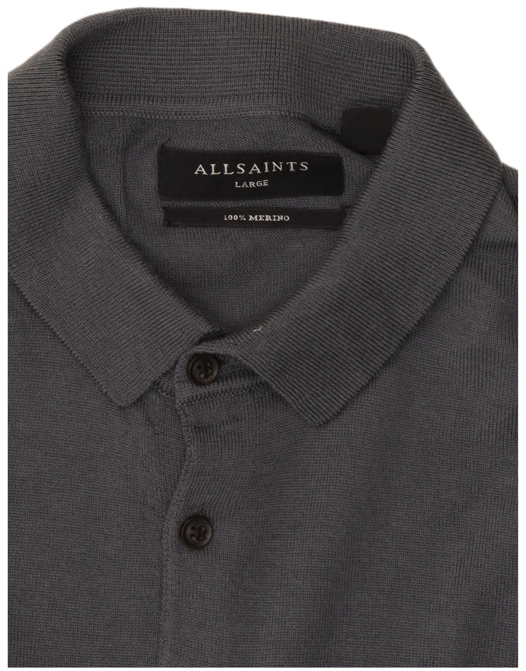 Suéter masculino All Saints com gola polo e lã cinza grande