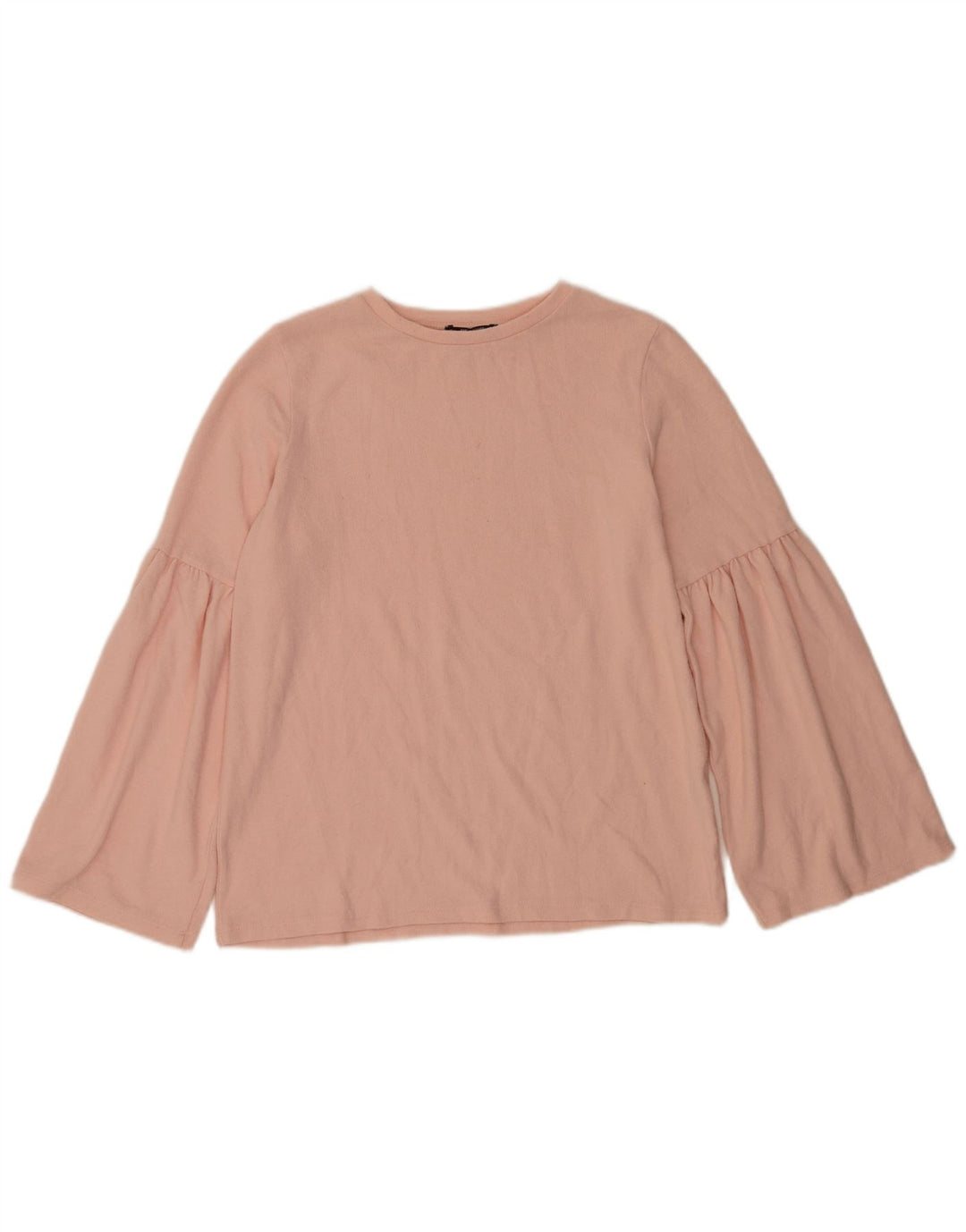 Blusa feminina Zara Trafaluc manga comprida top Reino Unido 14 poliéster rosa médio