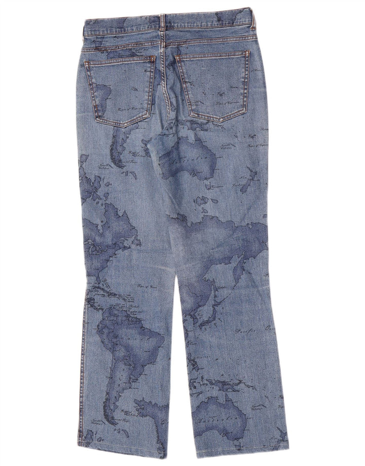 ALVIERO MARTINI Jeans feminino com corte gráfico W27 L27 algodão azul