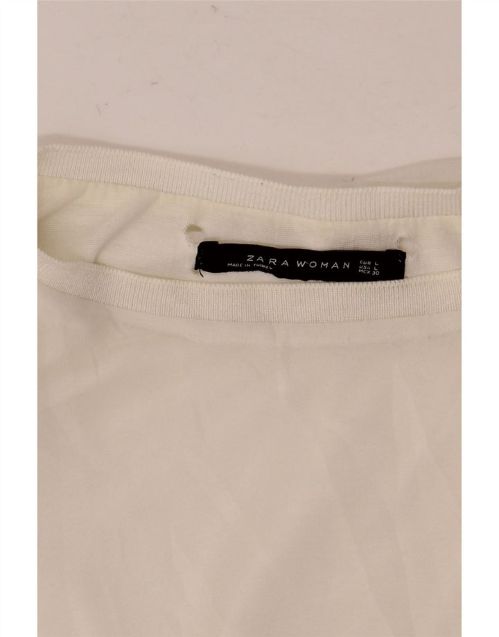 Blusa feminina transparente de manga comprida Zara UK 16 grande branca