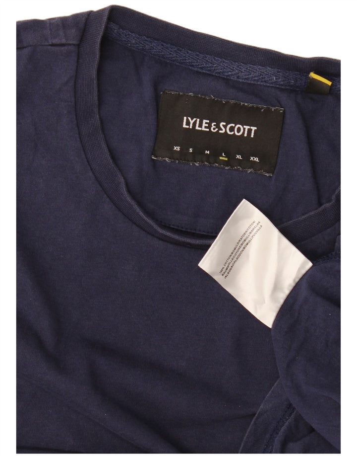 Camiseta masculina Lyle & Scott grande algodão azul marinho