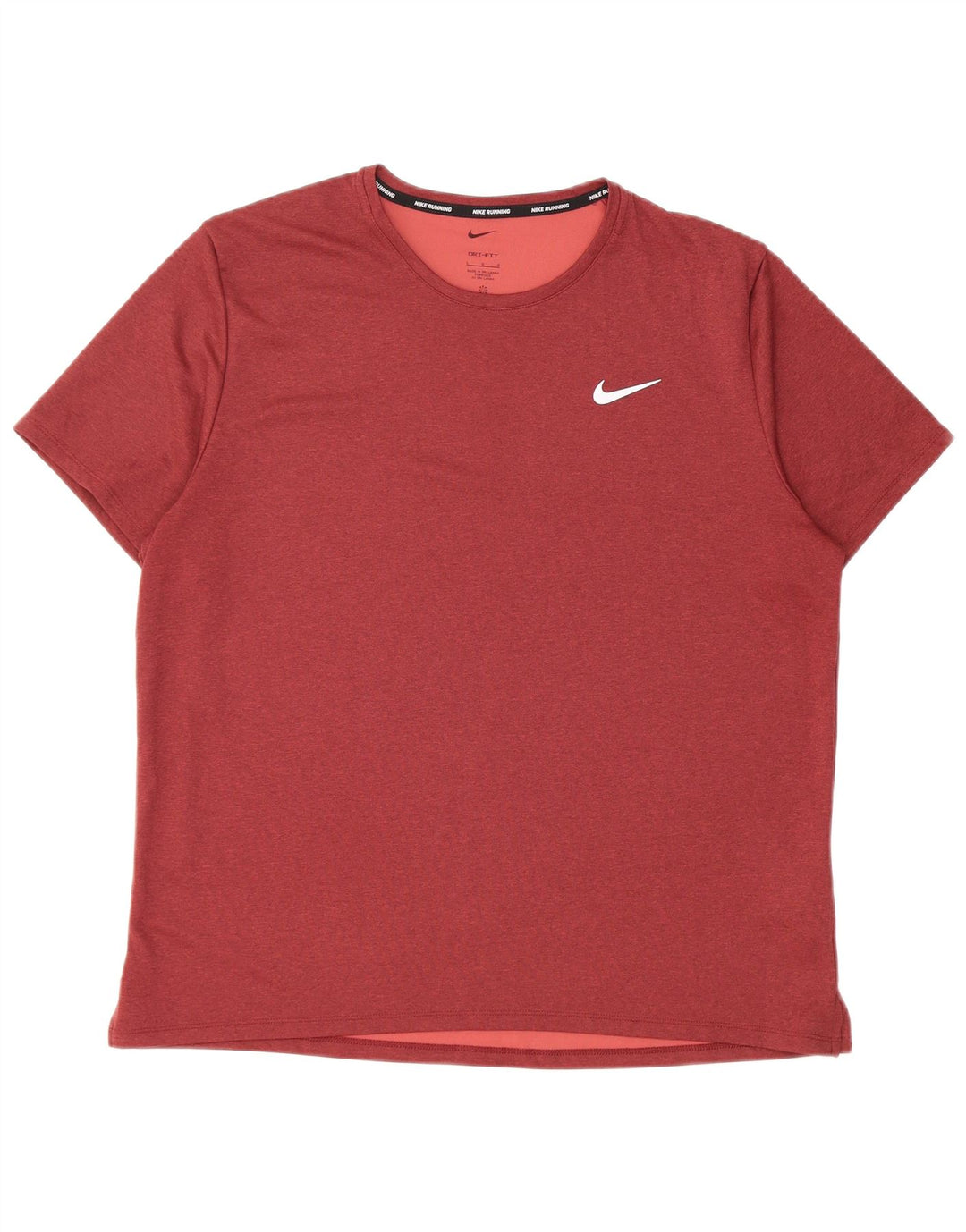 Nike Mens Running T-Shirt Top Grande Poliéster Borgonha