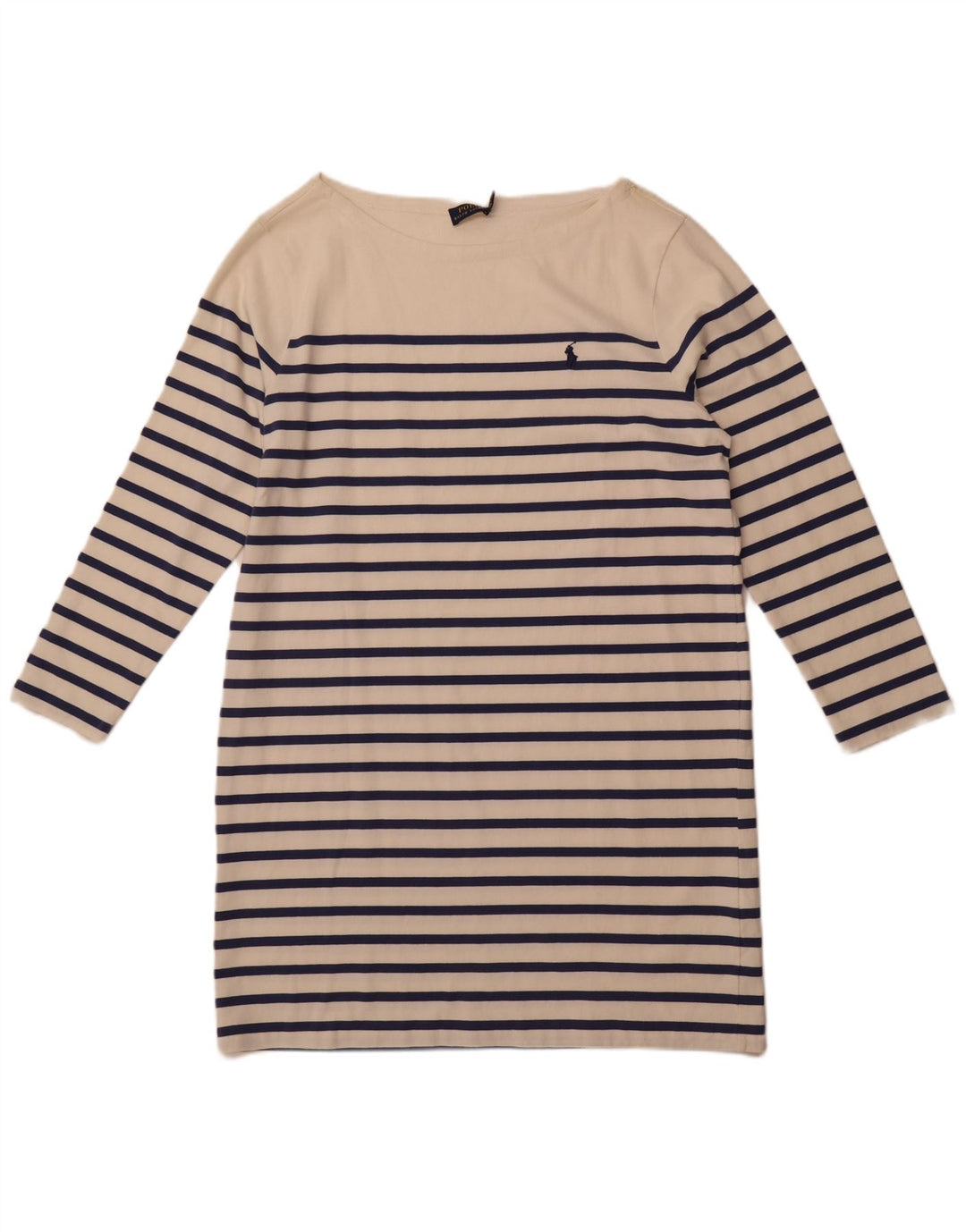 Vestido camiseta feminino de manga comprida POLO RALPH LAUREN Reino Unido 18 XL listrado branco