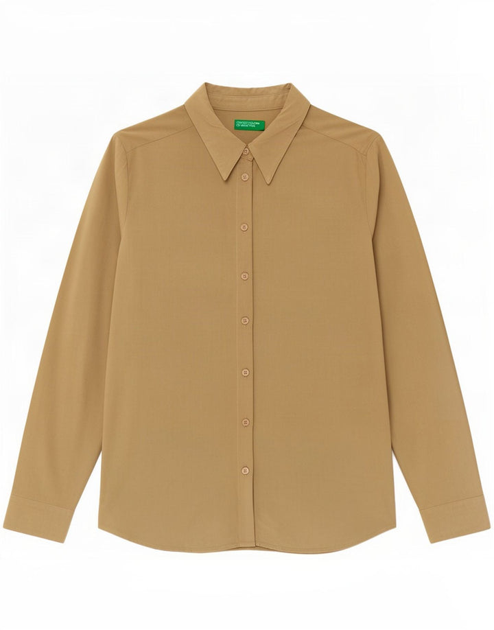 Blusa camisa feminina Benetton Reino Unido 14 viscose verde médio
