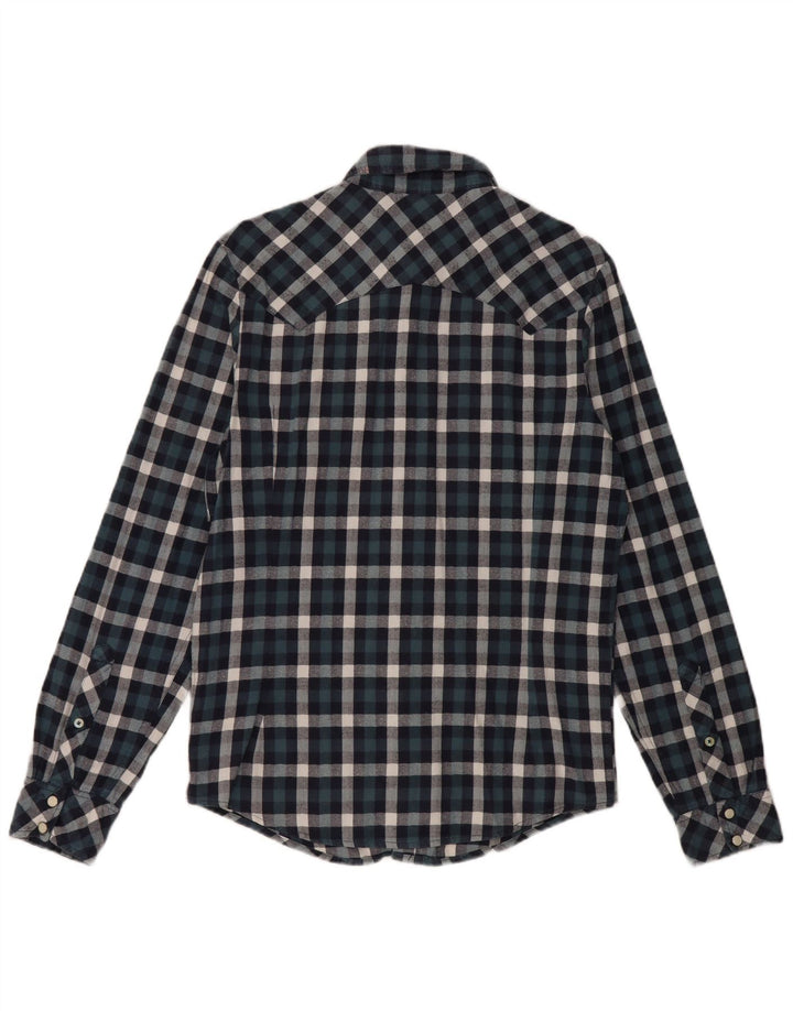 Camisa masculina Lee Slim Fit pequena de algodão xadrez azul