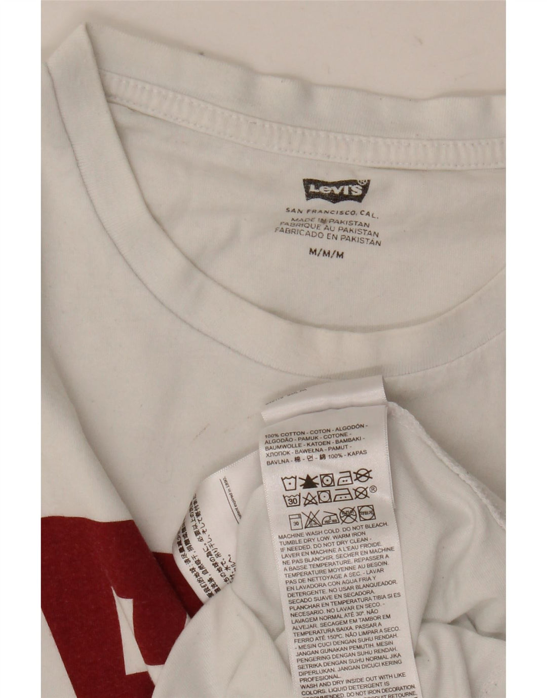 Camiseta gráfica masculina LEVI'S Top médio algodão branco