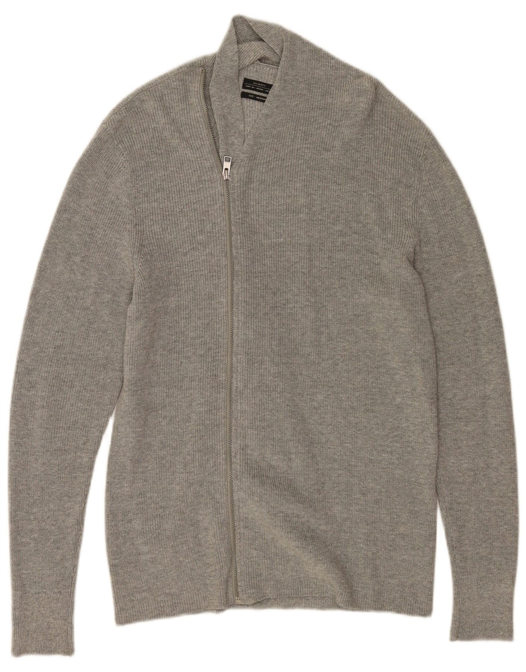 Suéter cardigã masculino All Saints algodão cinza médio