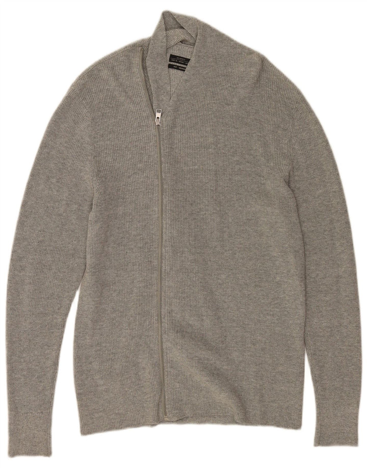 Suéter cardigã masculino All Saints algodão cinza médio