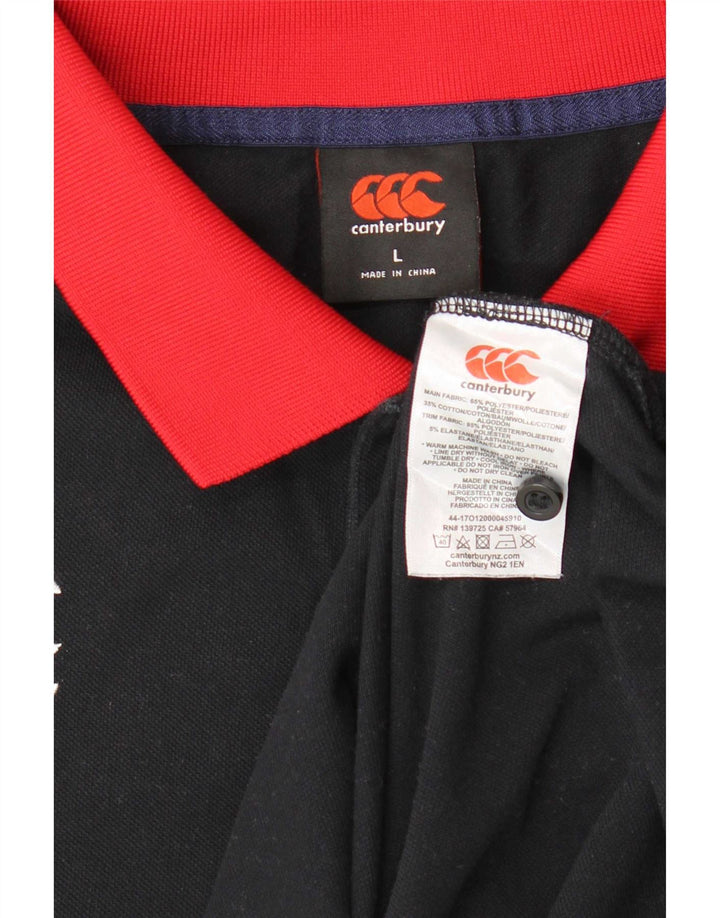 Camisa pólo gráfica masculina Canterbury grande poliéster colorblock preto