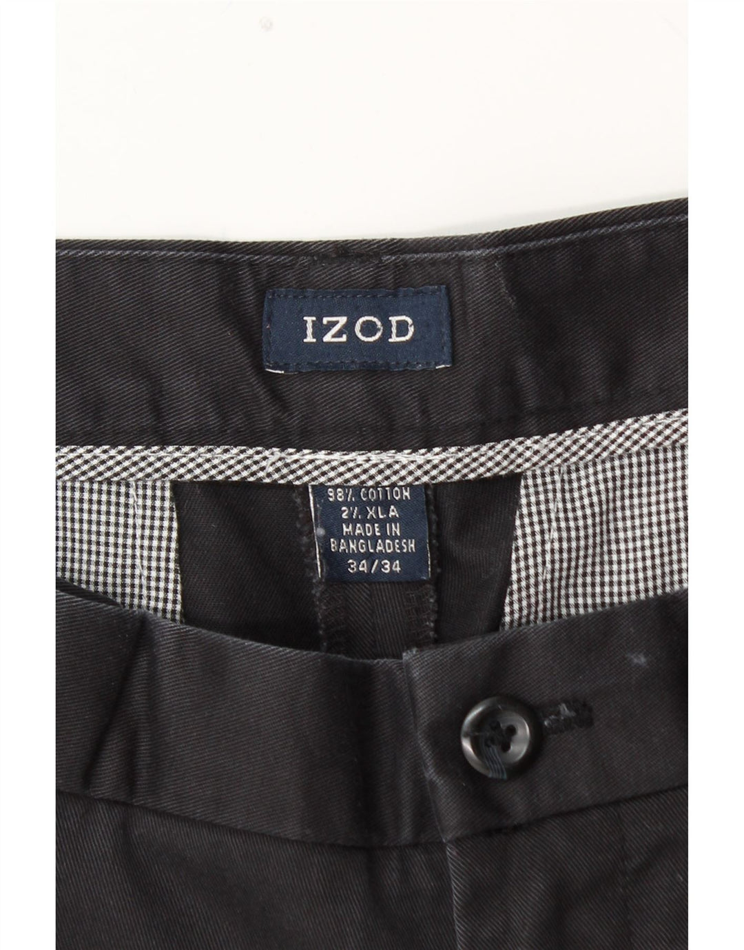 Calça chino reta masculina IZOD W34 L34 algodão azul marinho