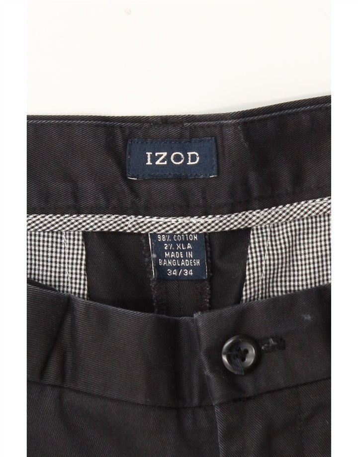 Calça chino reta masculina IZOD W34 L34 algodão azul marinho