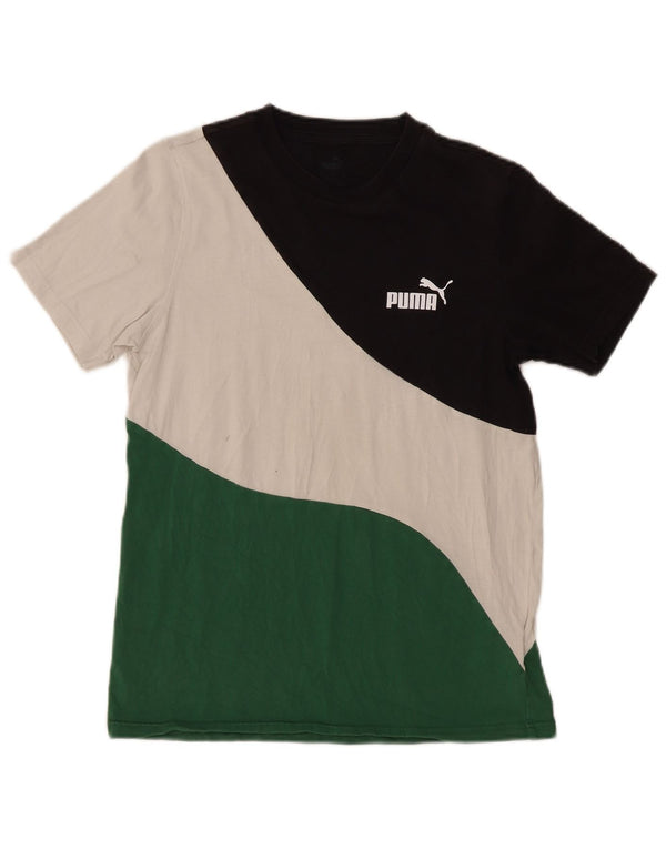 Puma Mens T-Shirt Top Pequeno Multicolorido Colorblock Algodão
