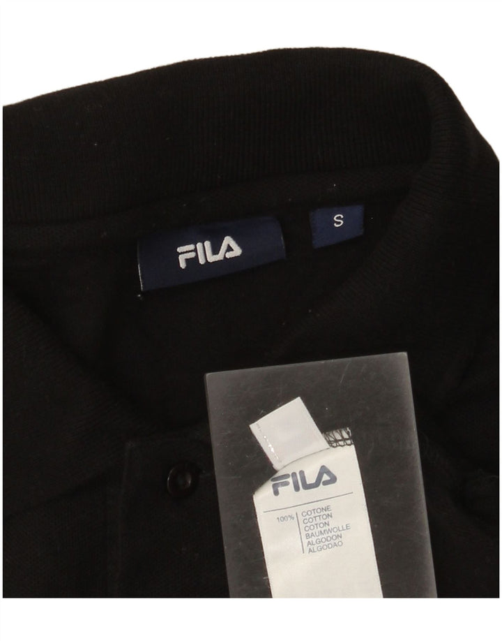 Camisa polo masculina Fila pequena algodão preto