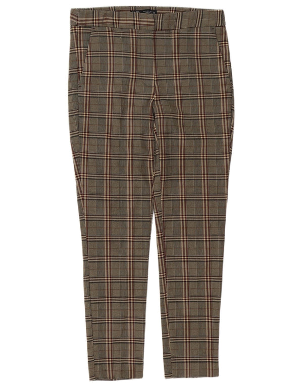 Zara Calça Chino Feminina Slim Médio W28 L27 Marrom Xadrez